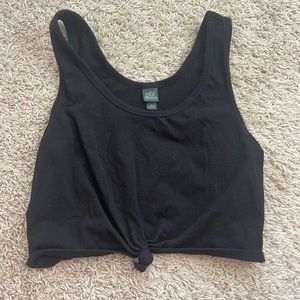 Black cropped tie tank